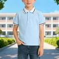 thumbnail image 2 of Riecok Toddler Shirts for Boys Short Sleeve Collared Pullover Solid Button Down Tee Shirts Casual Tops, 2 of 4
