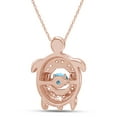 thumbnail image 3 of AFFY Round Cut Simulated Aquamarine With CZ Turtle Floater Pendant Necklace In 14K Rose Gold Plated 925 Sterling Silver, 3 of 6