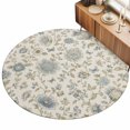 thumbnail image 2 of Vintage Floral Round Area Rugs 3 ft, Country Farmhouse Gold Blue Flowers Leaf Butterfly Washable Small Area Rug with Non-Slip Sturdy Edge Binding Round Front Door Mat Floor Carpet for Entryway, 2 of 9
