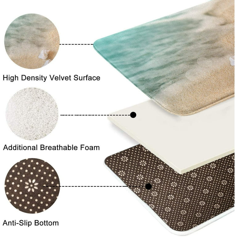 Rstick Starfish Bathroom Rugs Non Slip Washable Coastal Sea Shells Bath Mat  Small Rubber Backed Floor Mat 17x24
