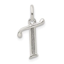 Auriga Fine Jewelry 925 Sterling Silver Glitter Enamel Letter T Initial Charm Pendant for Women (L- 23mm, W- 11mm)