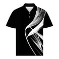 thumbnail image 4 of SYMOID Men's Moisture-Wicking Polo Shirt - Size XL, Polyester Spandex, Quick-Drying, Abstract Swirl Print, Black, for Golf & Active Casual Wear, 4 of 5