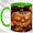 Green, variant on Glowing Jack O Lantern Coffee Mug, Autumn Leaves Mug, Ceramic 11 oz
