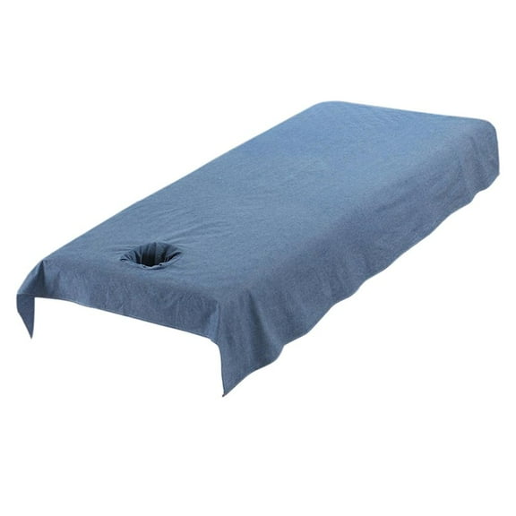 Spa Massage Bed Sheet Cover with Face Breath Hole, Soft Massage Table Sheet - Facial Bed Cover - Flat ted Sheets - Dark Blue