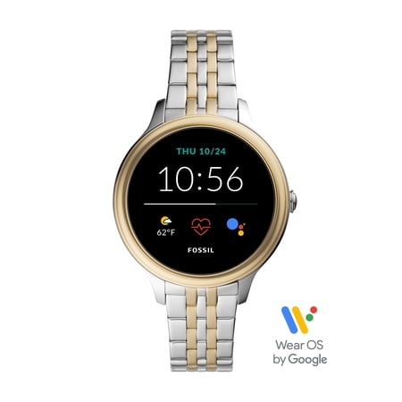 Fossil Women's Gen 5E Smartwatch Steeler Stainless Steel with Two-Tone Stainless Steel Bracelet, FTW6074