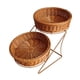 thumbnail image 2 of Cesta de Almacenamiento Dos Niveles Recipiente Decorativo Multifuncional para Frutas Verduras Pan con Base Tejida Adecuado para Fiestas Regalo Casa 40cmx25cmx21cm, 2 of 5