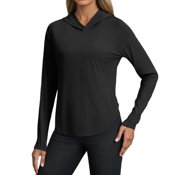Women's UPF 50 Lightweight Athletic Jacket Sun Protection Full Zip Long Sleeve Shirts Hiking Outdoor Pockets Black M