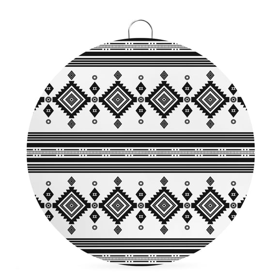 Welcome Sign for Front Door, White Boho Southwestern Round Metal Wall Art Wreaths, Vintage Ethnic Tribes Zigzag Art Outdoor Indoor Wall Hanging Sign for Porch Decor Housewarming Gifts 5.9 Inch