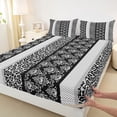 thumbnail image 4 of Erosebridal Teens Polka Dots Leopard Print Full Size Sheets 4-Piece,Bohemian Damask Bed Sheets For Boys Girls,Black Grey, 4 of 5