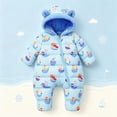 thumbnail image 2 of 18-24 Months Toddler Baby Boys Girls Snowsuits Winter Outfits Fleece Lined Hooded Footed Romper Cute Cartoon Print Warm Jumpsuit Toddler Kids Winter Clothes, 2 of 9