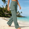 thumbnail image 5 of CHGBMOK Women's Pants High Waist Drawstring Wide Leg Pants Loose Casual Trousers with Side Pockets Solid Daily Versatile, 5 of 6