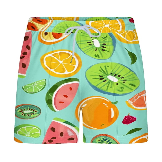 DPTALR Men's Casual Fruit Print Shorts Tight Stretch Men Short Pants With Pockets Elastic Waist Beach Shorts for Men