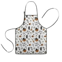 Vintage Halloween Pattern Kids Aprons for Girls and Boys,Adjustable Neck Strap Toddler Aprons for Kids Cooking Baking,23.6"x19"