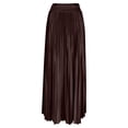 thumbnail image 5 of Fewfanhot Womens Skirts High Elastic Waist Velvet Midi Long Pleated Swing Ruffled Skirt, 5 of 7