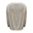 thumbnail image 5 of VISALY V Neck Pullover Sweater Ribbed Long Sleeve Tops Long Batwing Sleeve Sweaters Chunky Cable Knit Pullover Fashion Knitwear Solid Oversized Sweatshirt Tunic Sweatshirt Comfy Sweatshirt Beige L, 5 of 5
