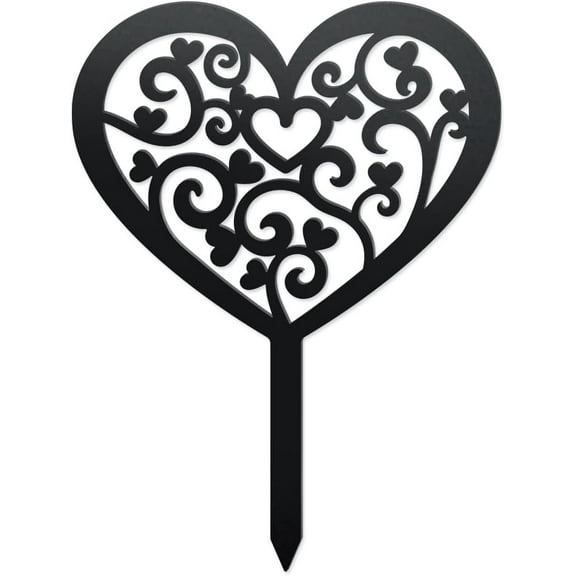 Iron Garden Stakes for Outdoor Garden Decoration Heart 380x280x1.2mm