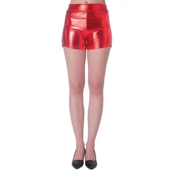 Women's Metallic Red Boy Shorts Halloween Costume Shorts - Red Small/Medium