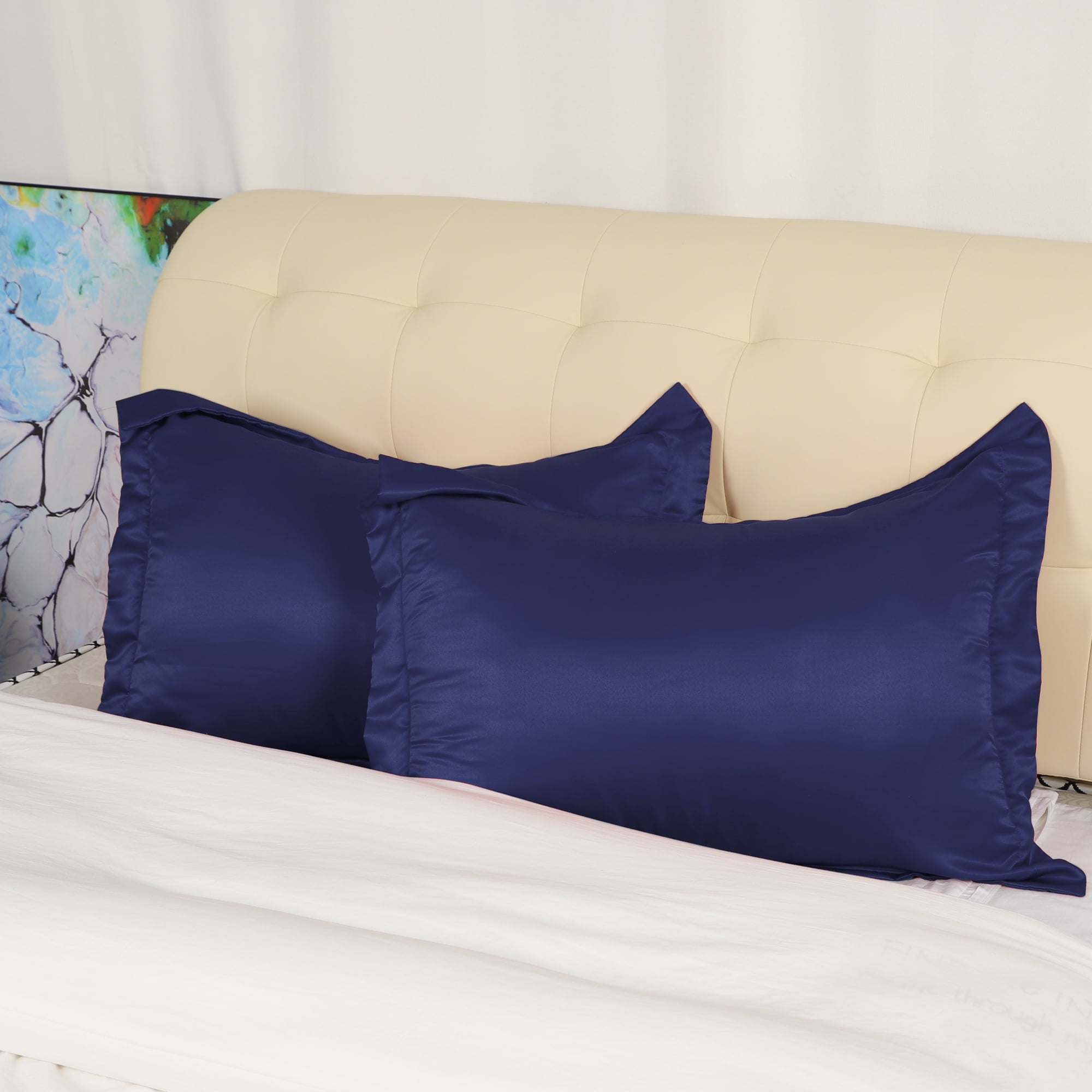 Satin Pillowcase King Size Pillow Shams Set of 2 Silky Sateen Pillow