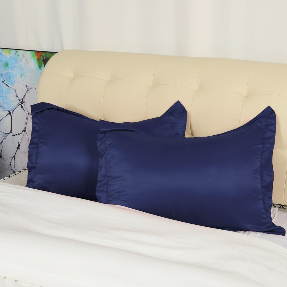 Satin Pillowcase King Size Pillow Shams Set of 2 Silky Sateen Pillow