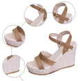 thumbnail image 5 of Rokment Women's Platform Wedges High Heels Dress Sandals 2026 Fashionable Leopard Print Open Toe Ankle Strap Casual Chunky Heeled Dressy Summer Shoes A Size 6, 5 of 7