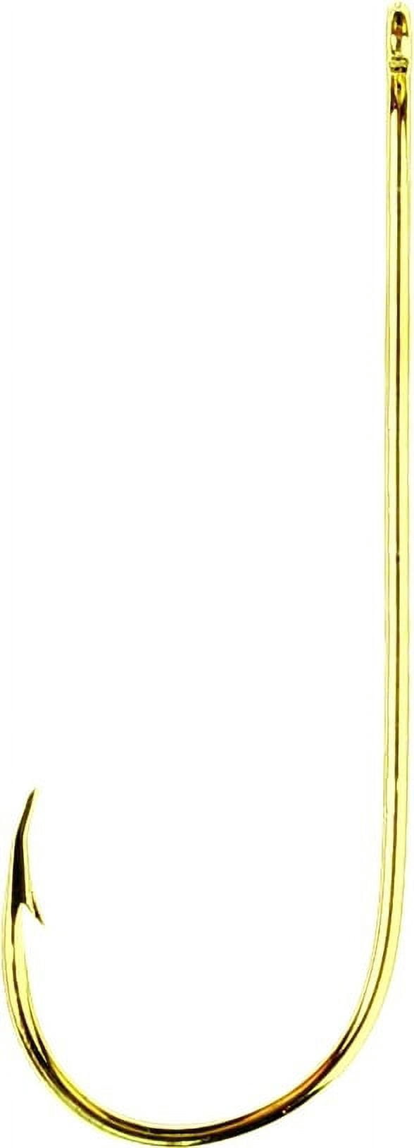 Eagle Claw Aberdeen Light Wire Non-Offset Hook, Gold, Size 10, 10 Pack
