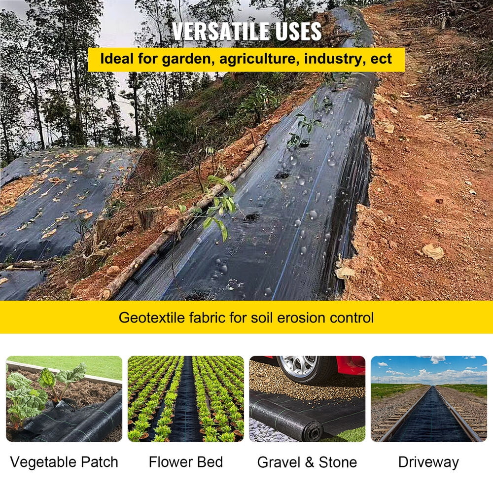 Weed Barrier Landscape Fabric Geotextile Fabric 6 x 250 FT 4.1OZ PP Woven for Garden, Planting