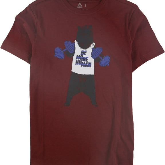 Reebok Mens Be More Human Graphic T-Shirt, Red, Small