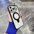 thumbnail image 2 of Dteck two built-in stands Case for iPhone 15 Plus,Shockproof Case Lens Foldable Kickstand Mag-Safe Magnetic Ring Invisible Stand Clear Back Cover,Black, 2 of 6