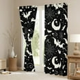 thumbnail image 3 of Feelyou Happy Halloween Black Out Curtains, Cartoon Spider Web Curtains Pack of 2 (42x63 Each), Cartoon Bat Moon Bedroom Curtains, Window Curtains Room Decor, 3 of 5