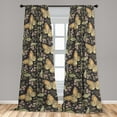 thumbnail image 4 of Ambesonne Spring Curtains, Moths Flowers Butterflies, Pair of 28"x84", Dark Eggshell Peach and Ecru, 4 of 5