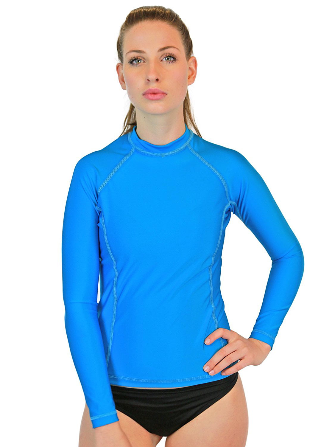 Rash Guard Blue and White Wave Women's Rash Guard Long Sleeved Outdoor UV Protection Shirt