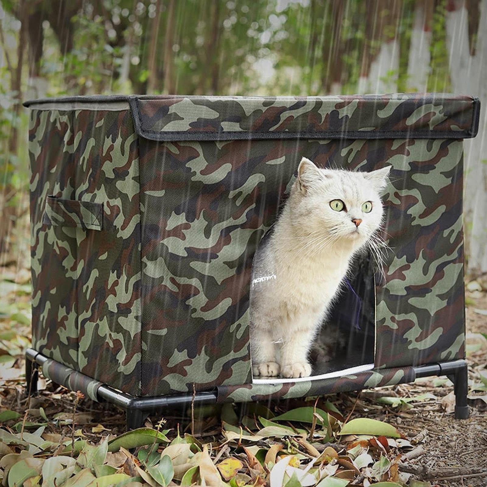 Serenable Cat House for Outdoor Cats Elevated Convenient Gifts with Handle for Winter, Cat Bed Cave Cube Cat Shelter Pet House for Barn