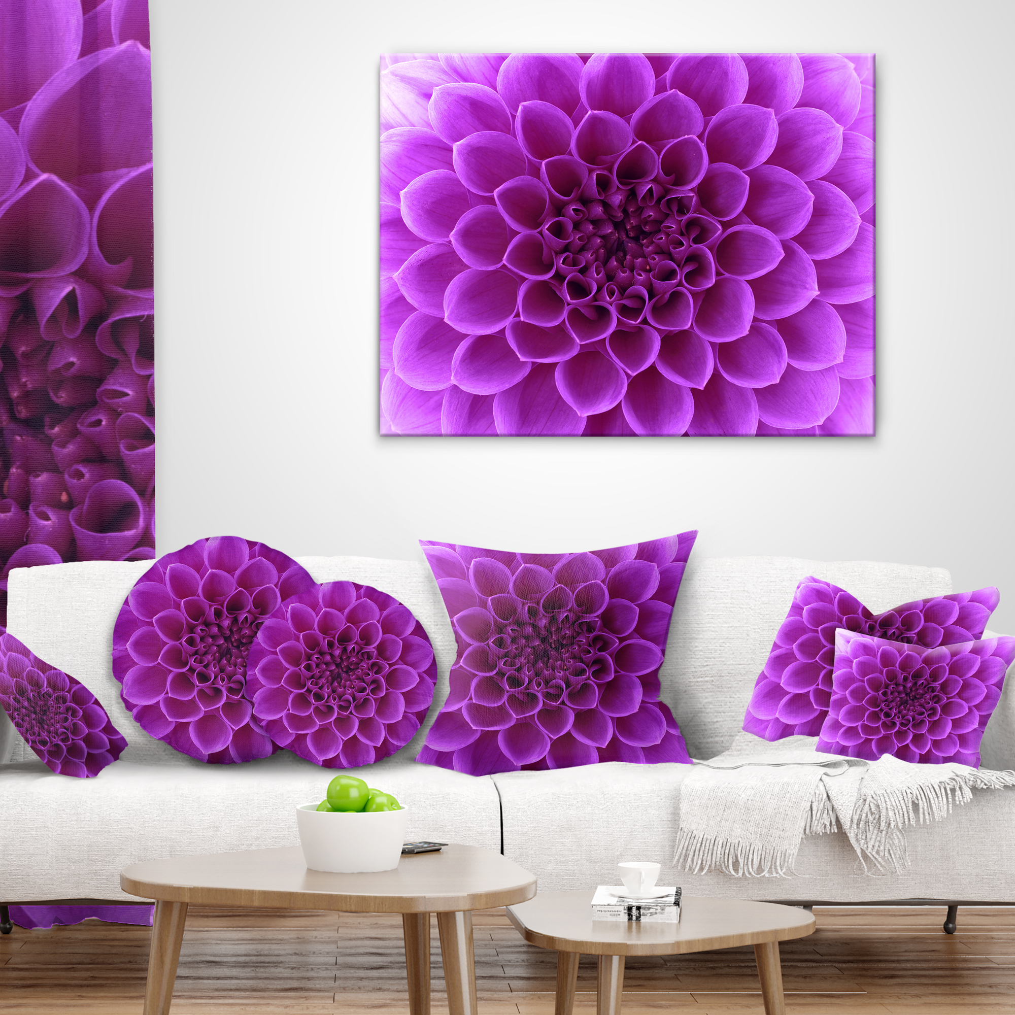 Designart Light Purple Abstract Flower Petals - Floral Throw Pillow - 16x16
