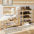 thumbnail image 6 of Xhy Bamboo Shoe Rack 2 Tier Home Simple Shoe Cabinet Stackable Shelf Storage Rack for Corridor Closet Living Room Bathroom Doorway Organizer, 6 of 8