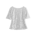 thumbnail image 3 of Fashion Women Glistening Sequin Slim Shirt Tops Casual Blouses Women T Shirts, 3 of 5