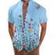thumbnail image 1 of Camisas De Vestir Para Hombre Slim Fit Camisa de manga corta con solapa y hebilla de bolsillo con impresión digital 3D para hombre (Blue, L), 1 of 4