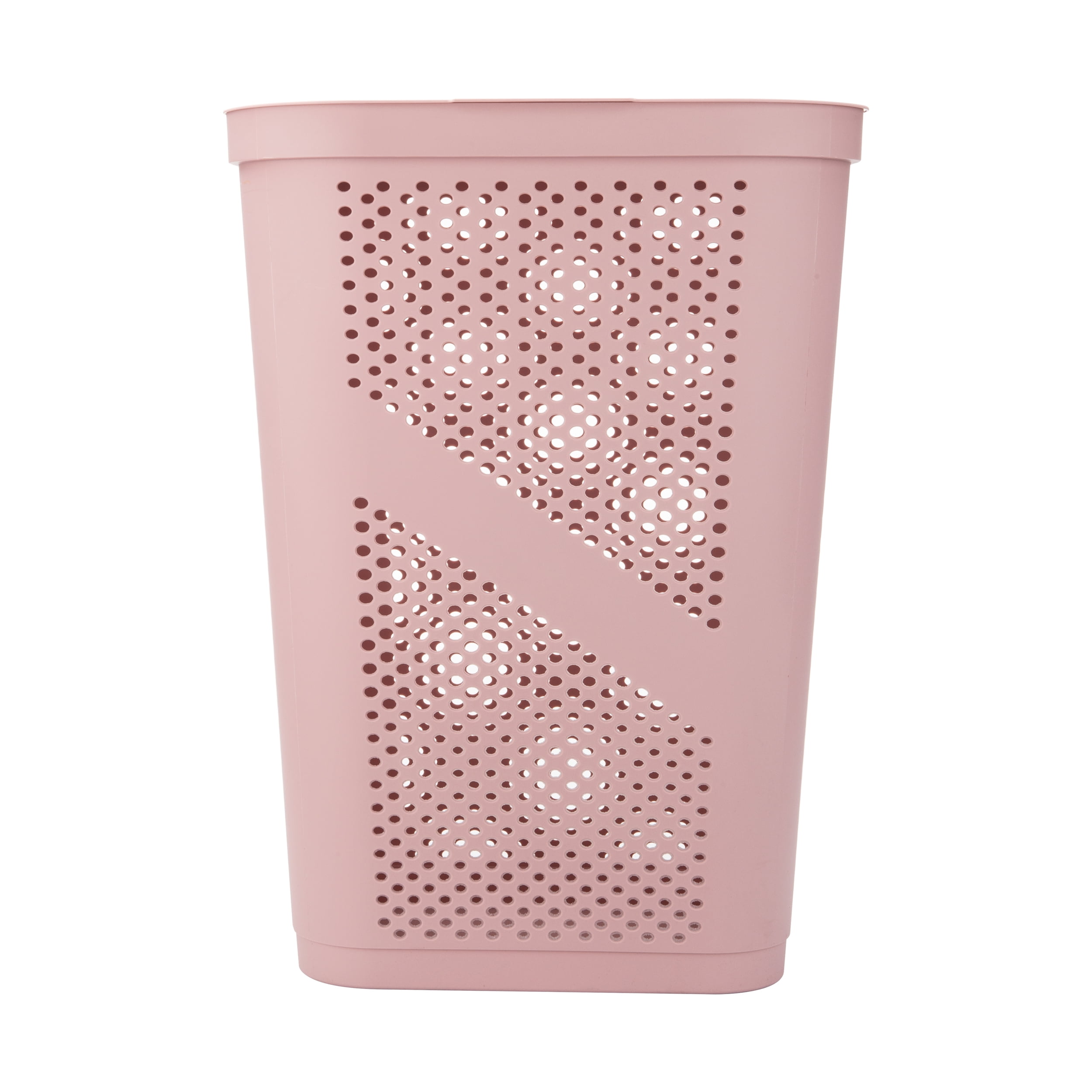 Mind Reader 60L Slim Laundry Hamper, Lid, Ventilated, Plastic, 17.25"L x 13.75"W x 23.5"H, Pink