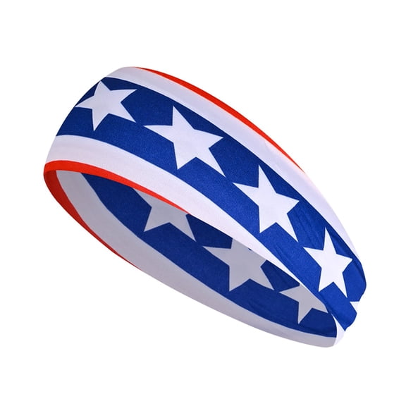 Headbands for Women Gkeoshab 4th of July Wide Elastic Headband 2026 New Independence Day Flag Printed Sports Sweat Wicking Fashion Stretchy Athletic Hair Band Blue