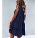 thumbnail image 5 of Vestidos casuales de verano para mujer, lindo vestido de playa sin mangas con cuello en V, mini vestido holgado, vestido corto plisado y fluido, XL, 5 of 5