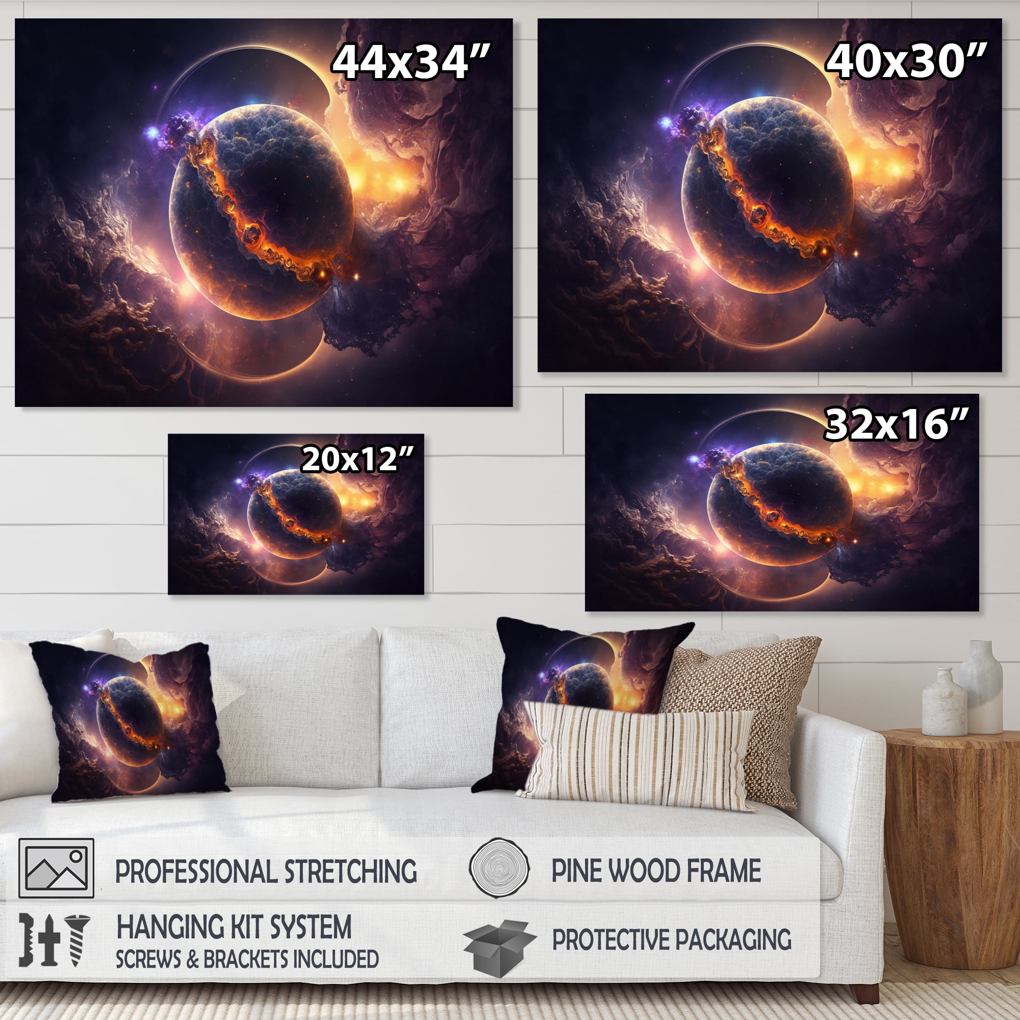Designart Deep Space Planet Fusion VIII Canvas Wall Art