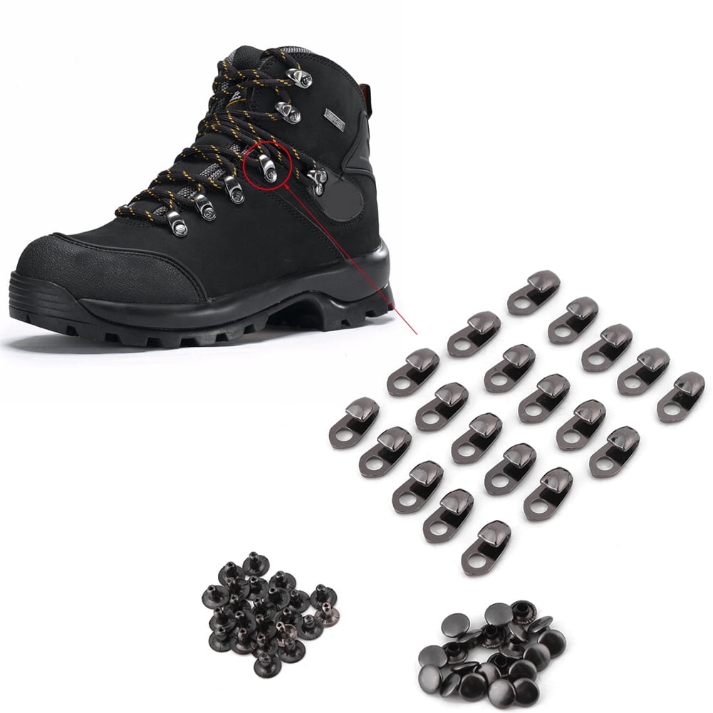 40 Sets Shoes Boot Lace Hooks Buckles with Rivets for Repair/Camp/Hike/Climb 