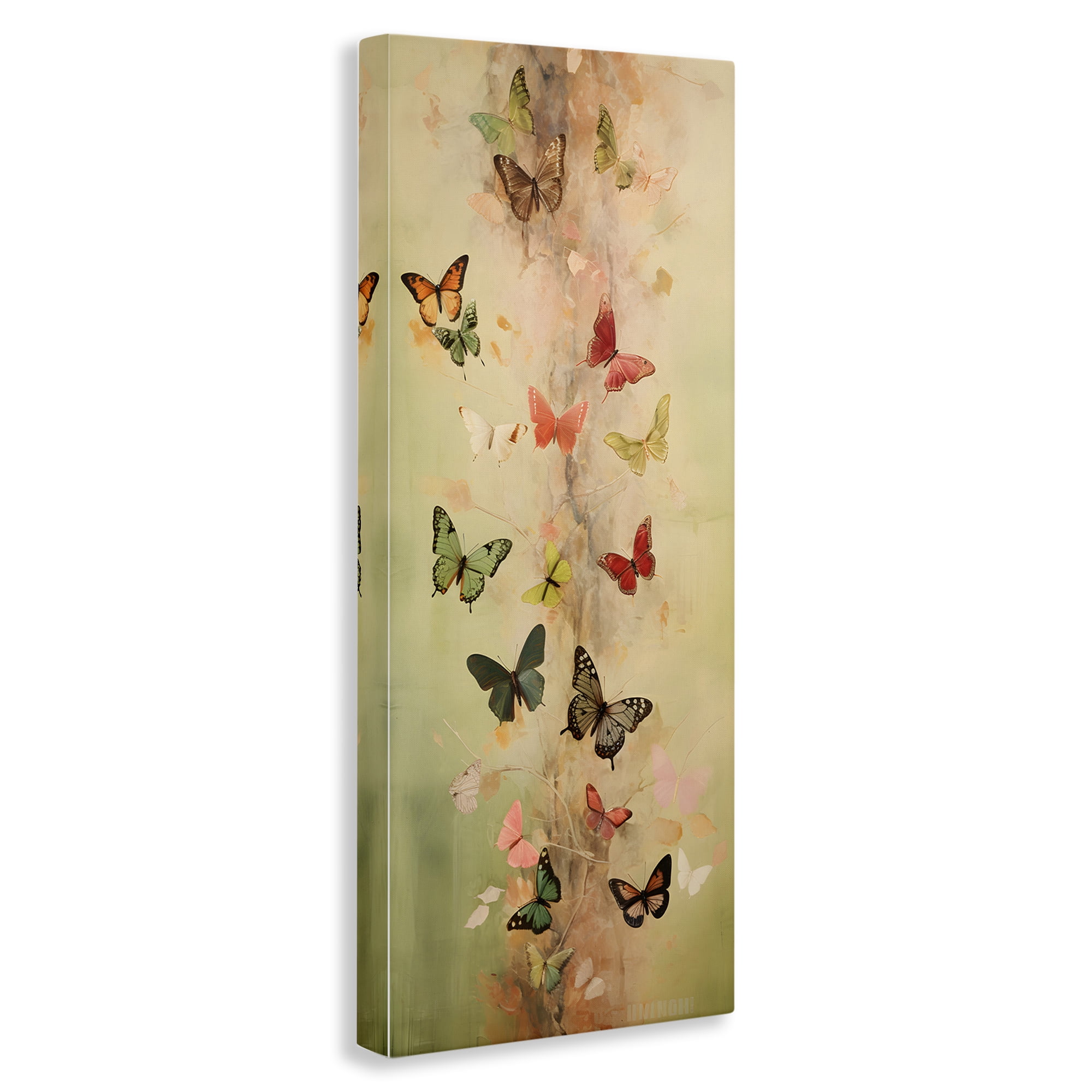 Stupell Industries Neutral Butterfly Tower Animals & Insects Painting Gallery Wrapped Canvas Art Print Wall Art, 13 x 30