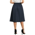 thumbnail image 3 of INSPIRE CHIC Pleated Skirts for Women Vintage A-Line High Waisted Business Casual Midi Skirts XS Navy Blue, 3 of 6