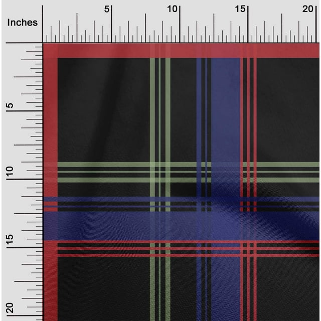 oneOone Polyester Lycra Black Fabric Madras Check Sewing Material Print Fabric By The Yard 56 Inch Wide