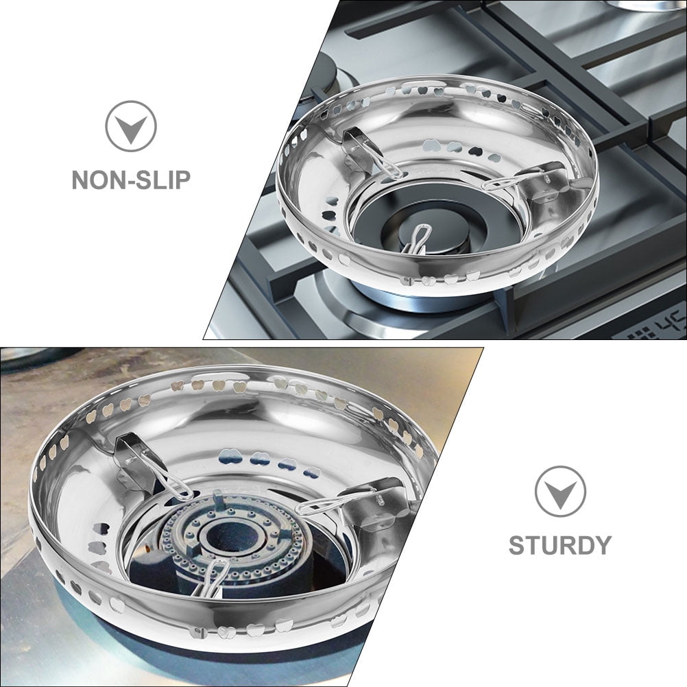 PAMINGONO 2Pcs High Temperature Resistant Wok Stand for Gas Stove Silver Stainless Steel
