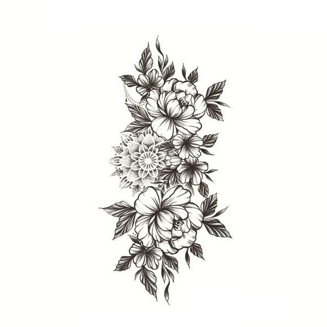 FOCUSNORM Temporary Tattoo Sticker Paper Floral Realistic Pattern Waterproof Sweat Proof Fashion Sticker