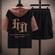 thumbnail image 4 of Conjuntos casuales de dos piezas de manga corta de algodón para hombre, camiseta con capucha suelta de verano 2024 y pantalones cortos, chándales, ropa de calle, conjunto de camisetas y pantalones, 4 of 4