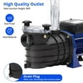 thumbnail image 3 of TROPOW 3/4HP Pool Pump for Efficient Pool Circulation & Garden Use – 2641GPH, Low Noise, 550W, with Strainer Basket (Corded Electric), 3 of 8