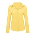 thumbnail image 3 of Ladies Tops And Blouses, Women'S Loose Casual Solid Lapel V Neck Long Sleeve Button Down Linen Shirt Lightweight Tops Shapewear Tank For Women T Shirt 3/4 Tops Tank Tops (S, Yellow) ZMTing, 3 of 5