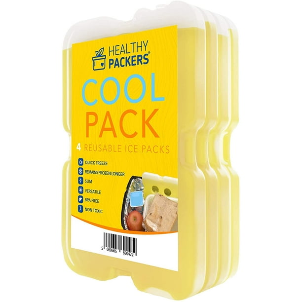 Healthy Packers Ice Pack For Lunch Box Freezer Packs Original Cool Pack Slim Long Lasting Ice Packs For Your Lunch Or Cooler Bag 4 Pack Yellow Walmart Com Walmart Com